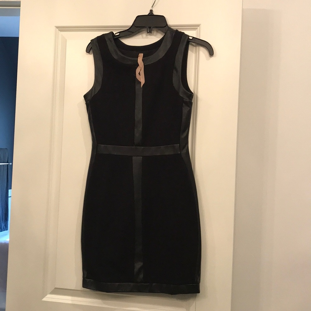 Bailey 44 Black Pleather and Cotton stretch dress